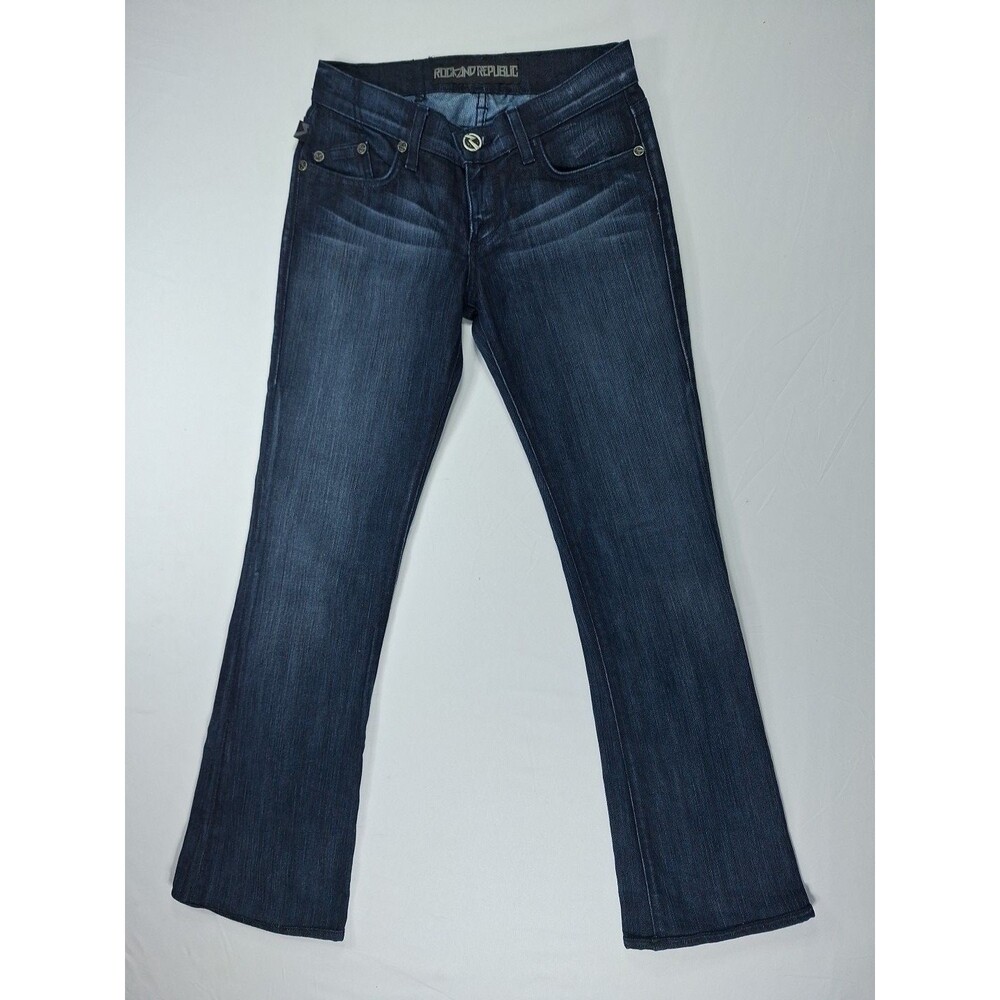 Rock & Republic Women’s Jeans Size 25 Dark Wash Bootcut Rhinestone Pockets